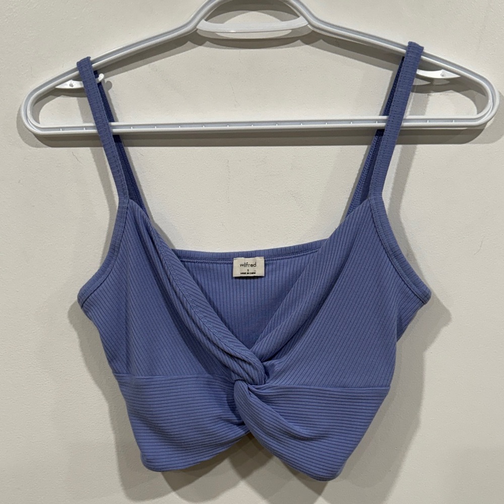 Wilfred Blue Twist Front Crop Top
